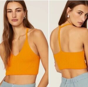 BN Rag & Bone Soleil bright orange rib crop bra top